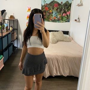 zara black and white striped mini skirt